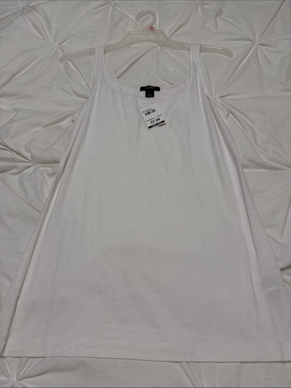 Halogen White Scoop Neck Ribbed Tank
